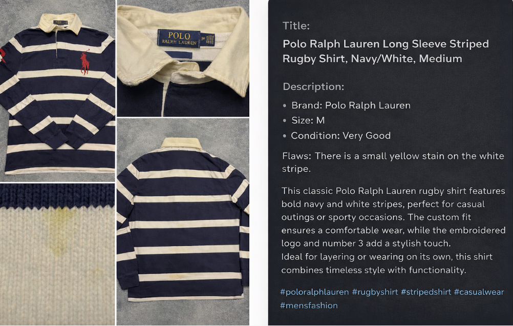 Example AI generated listing